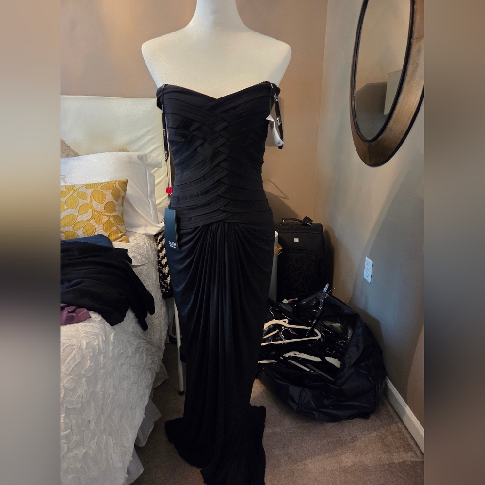 Tadashi Shoji Black Strapless Gown
